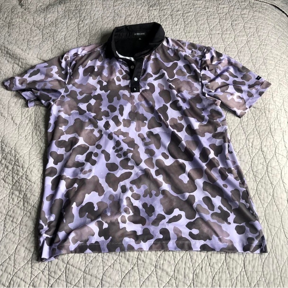Men's Camo Byrd Gang Polo Shirt - Lavender/Brown